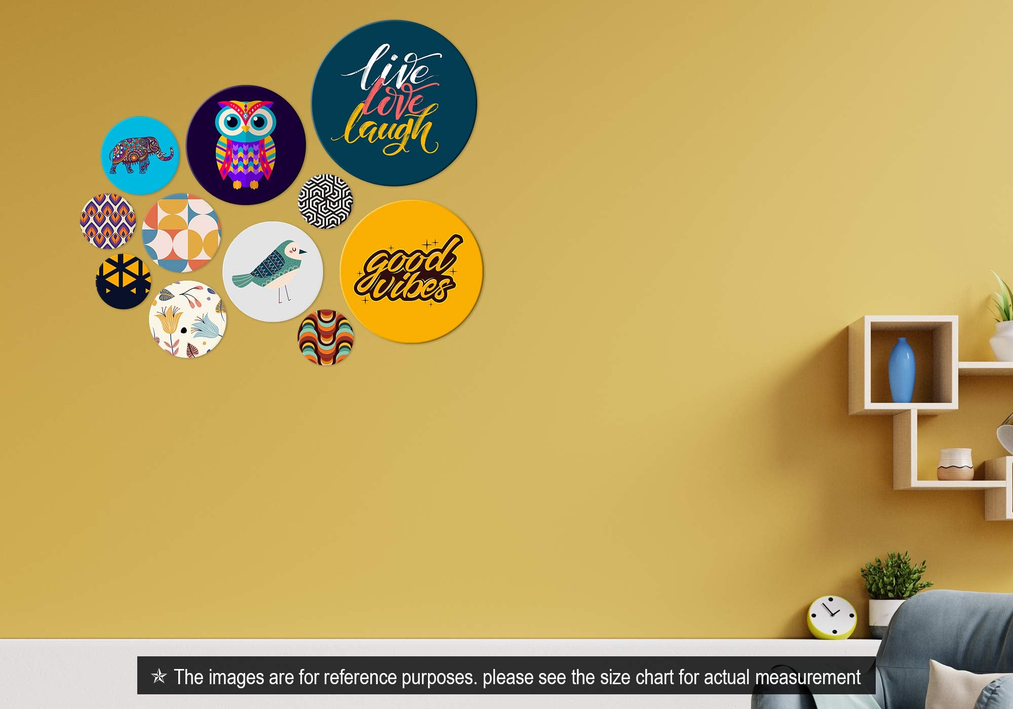 RAG28 Motivational Wooden Wall Decor (SPW2, Multicolour, Large) - Set of 11